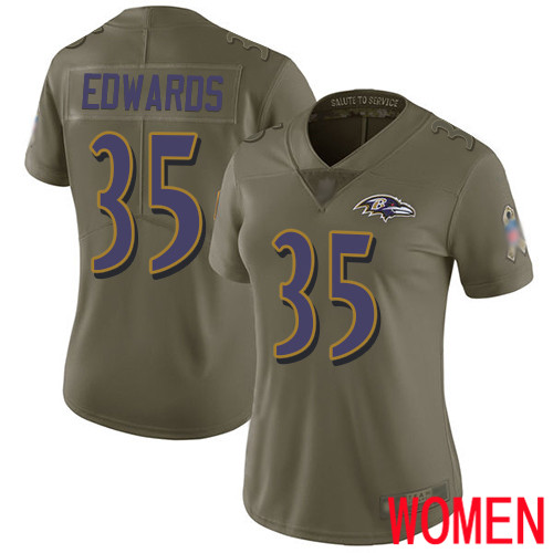 Baltimore Ravens Limited Olive Women Gus Edwards Jersey NFL Football #35 2017 Salute to Service